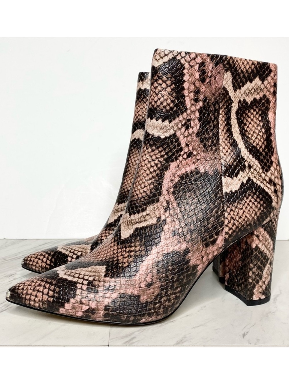 Marc Fisher Ulani Snakeskin Leather Pointy Toe Bootie 7 1/2 M
